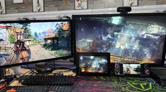 The Witcher 3 being streamed to a Poco M6 Pro via Parsec while another PC streams Final Fantasy VII Remake to an iPad via Moonlight/Sunshine