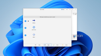 Screenshot of different backup types being offered as an option in SyncBack