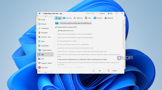 Screenshot of log settings in SyncBack