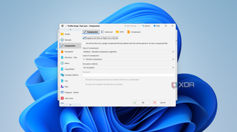 Screenshot of compression settings in SyncBack