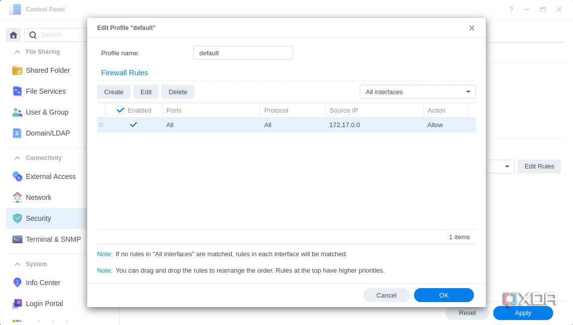 Configuring the Synology DSM 7 firewall
