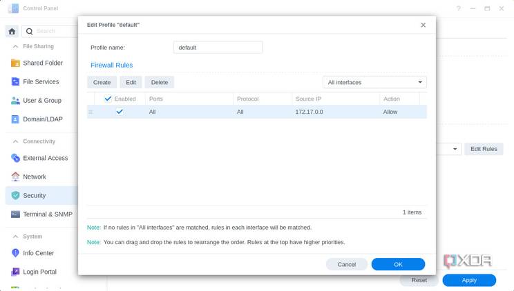 Configuring the Synology DSM 7 firewall