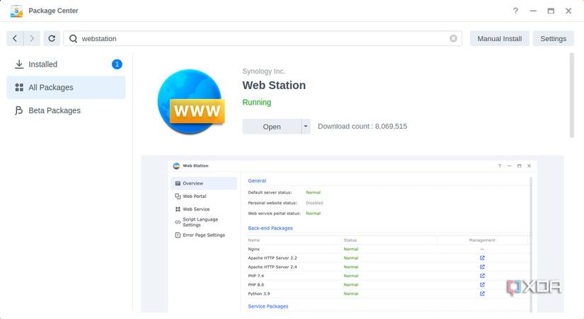 Installing Web Station on Synology DSM 7