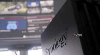 Synology NAS against a monitor on a desk