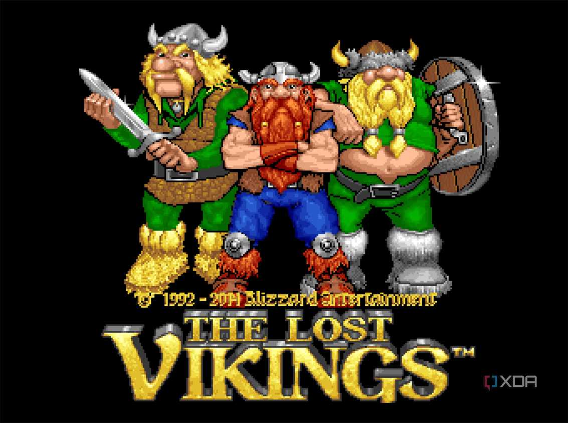 screenshot of the lost vikings game title screen