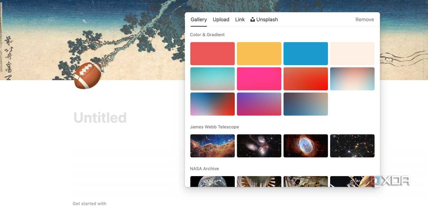 Insert icon and cover in a Notion page