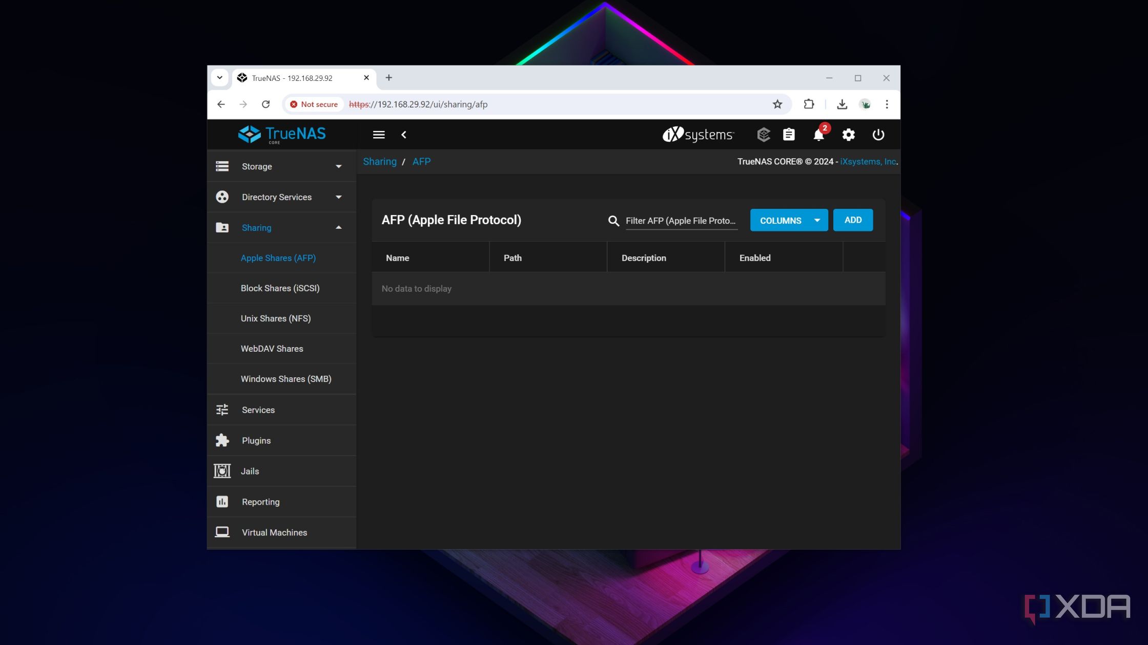The Apple File Protocol page in the TrueNAS Scale web UI