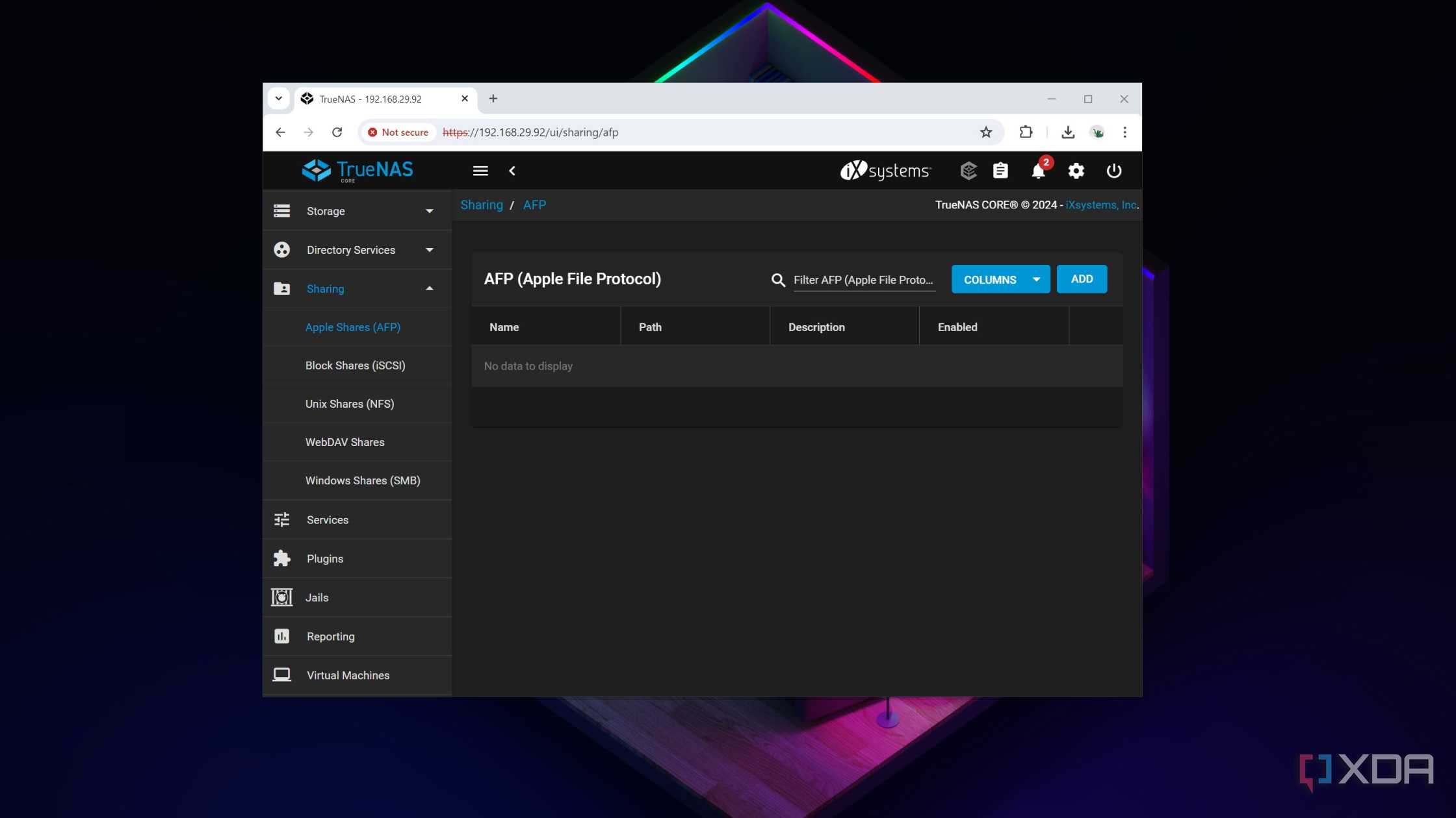 The Apple File Protocol page in the TrueNAS Scale web UI