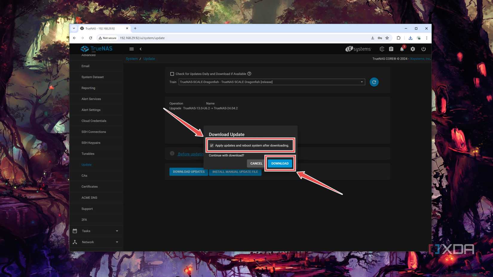 The final confirmation pop-up when migrating from TrueNAS Core to Scale