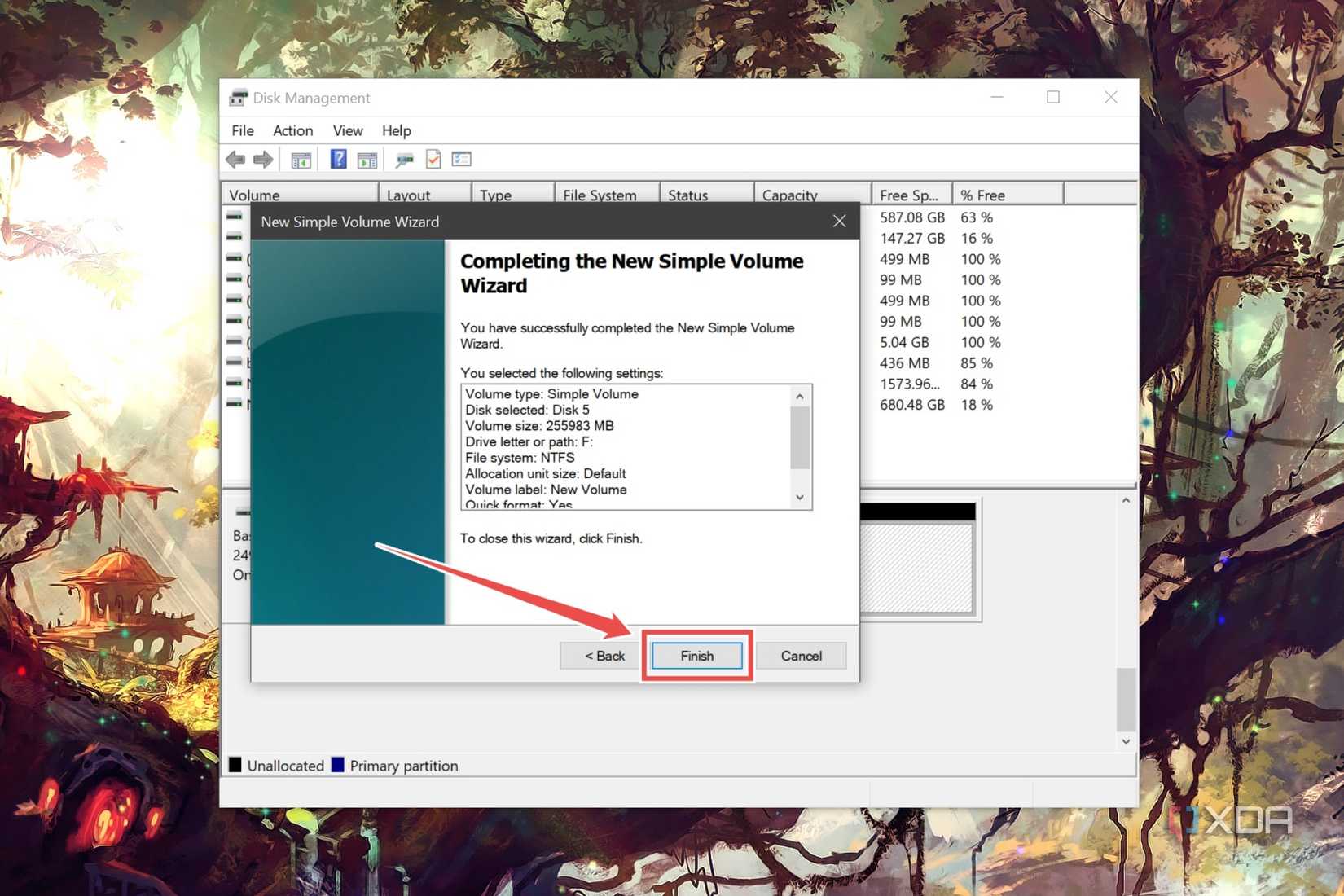 The procedure to set up an iSCSI volume using the Disk Management utility on Windows