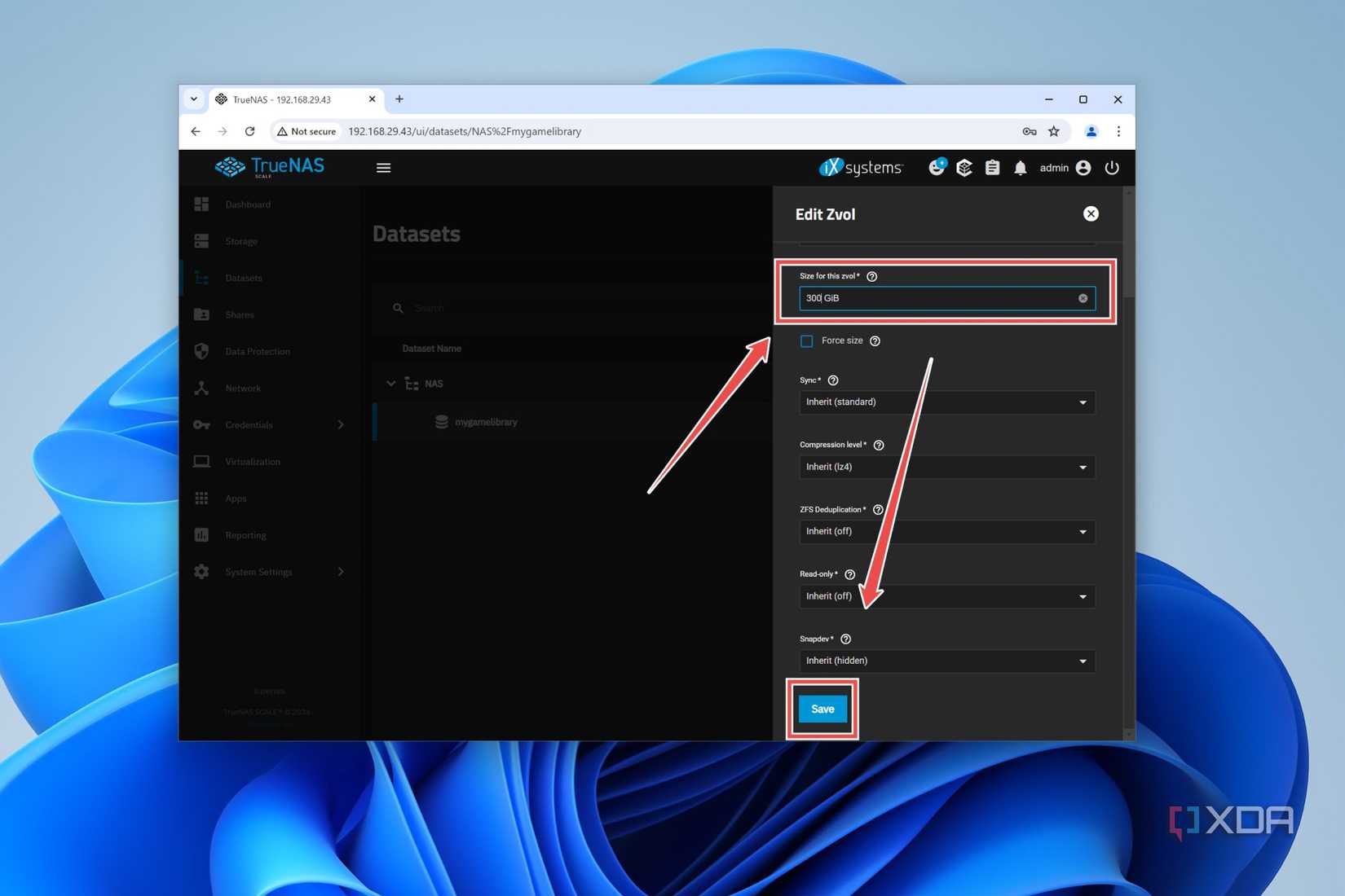 The procedure to change the Zvol size in TrueNAS Scale