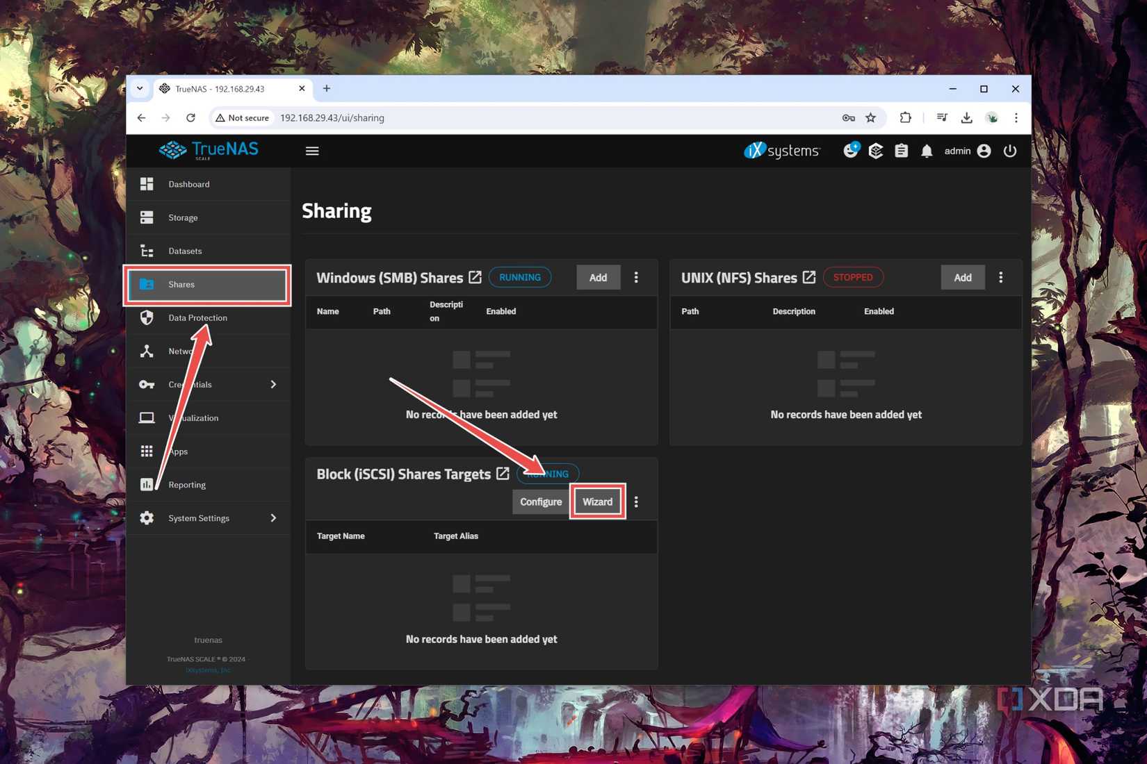 The procedure to set up a new iSCSI Share in TrueNAS Scale