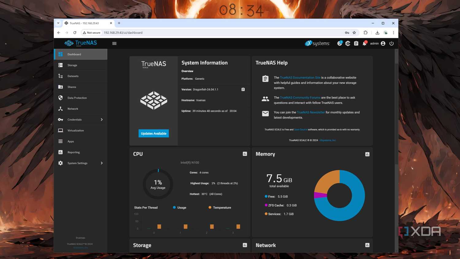The TrueNAS Scale web UI