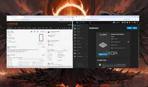 Unraid and TrueNAS Scale web UIs running side-by-side