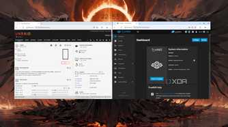 Unraid and TrueNAS Scale web UIs running side-by-side