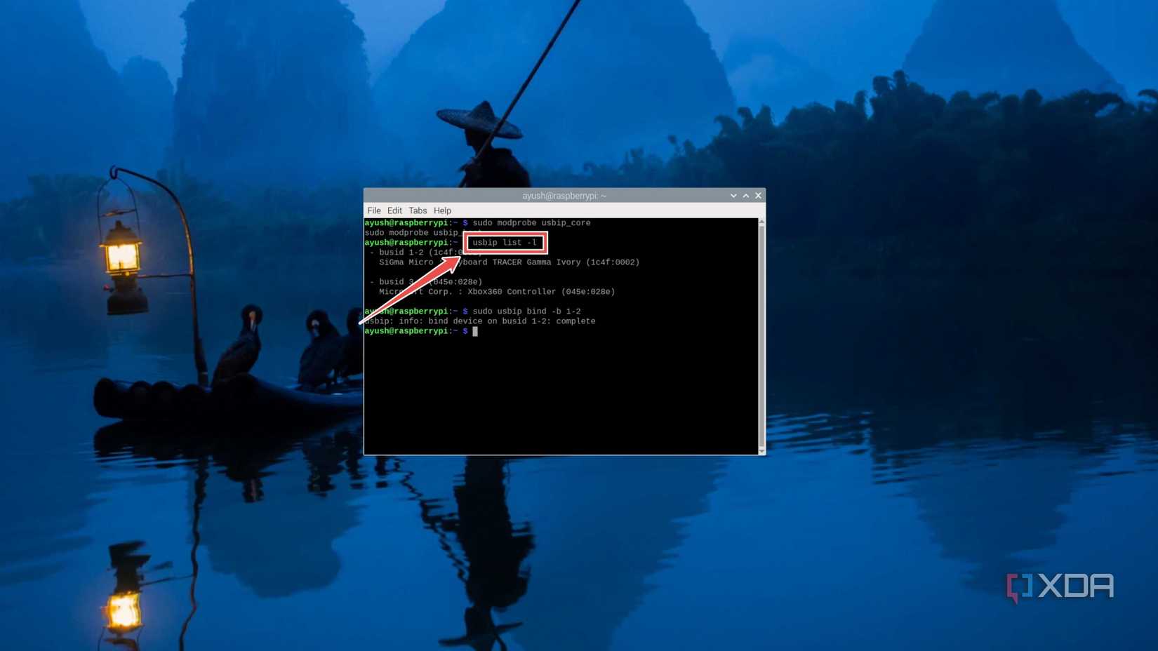 The command to check the USB devices connected to the Raspberry Pi