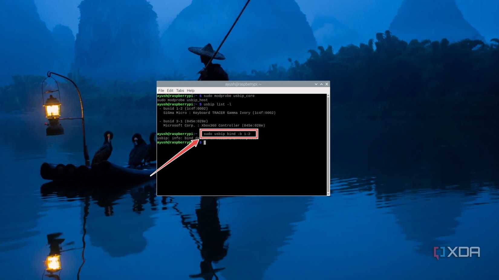 Binding a USB device to the Raspberry Pi