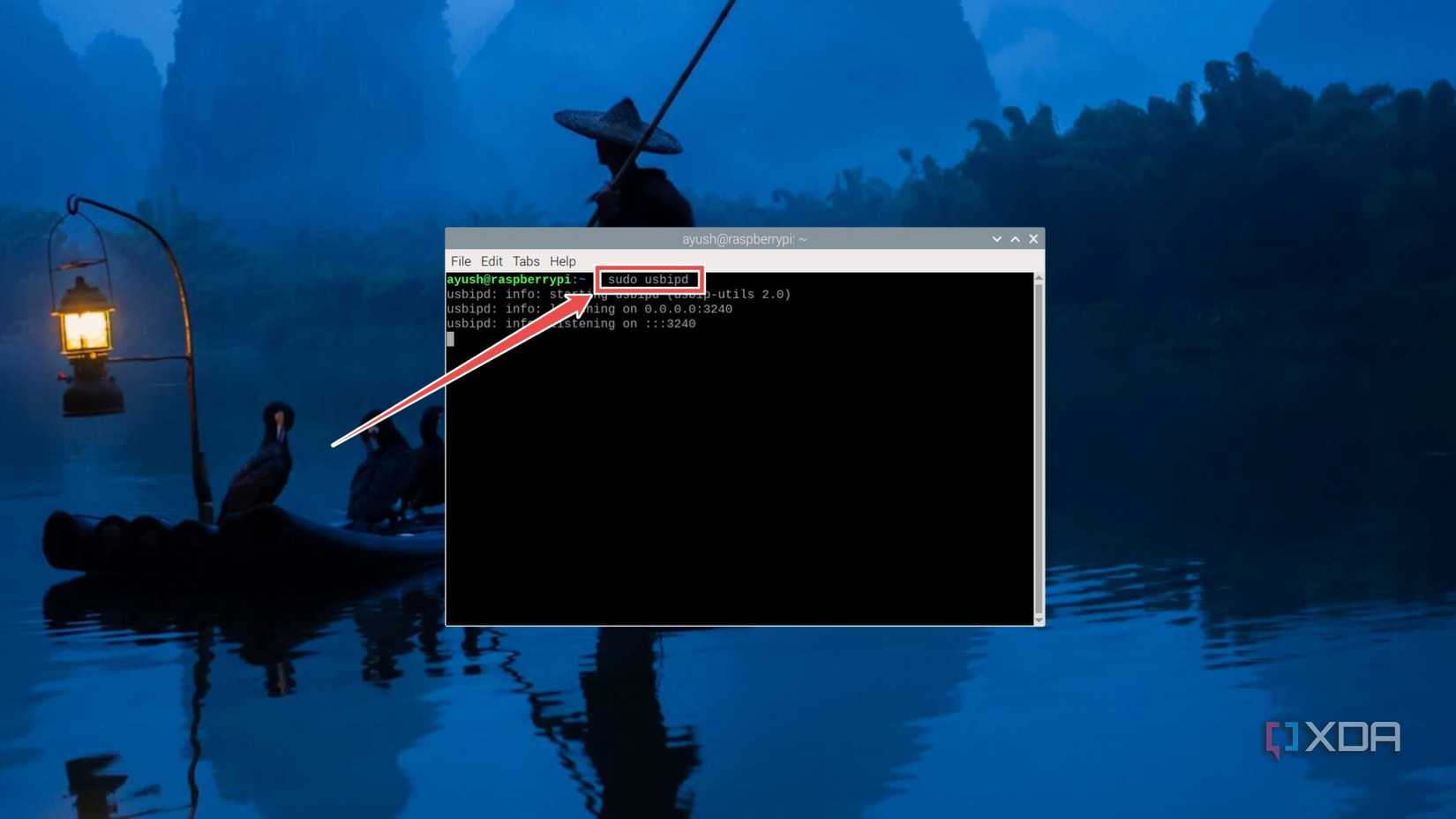 Starting the Raspberry Pi USB/IP server