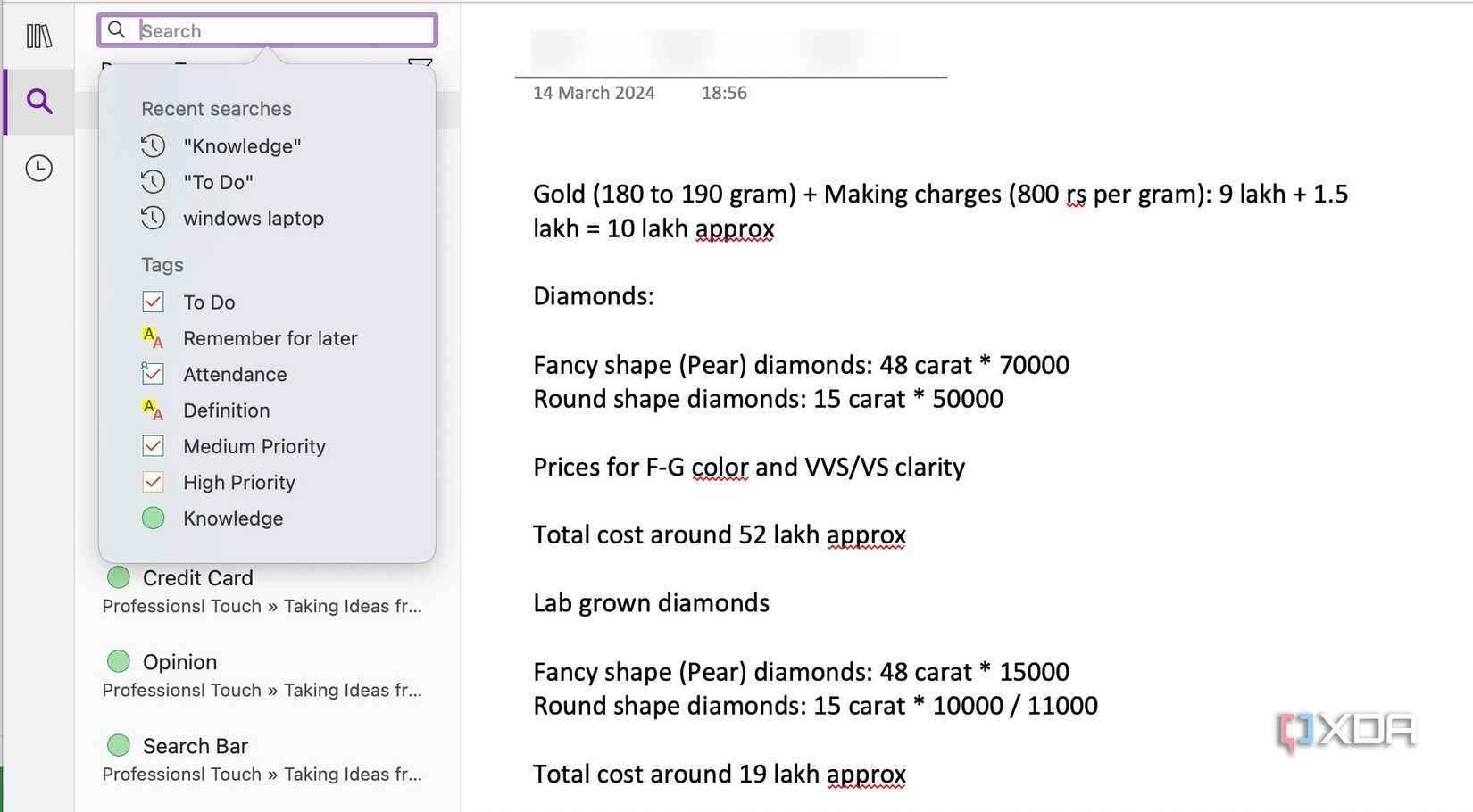Search for tags in OneNote