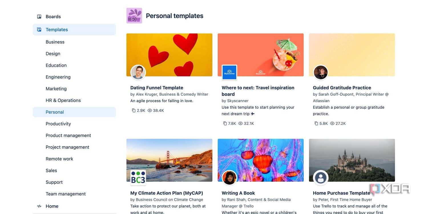 Trello templates library