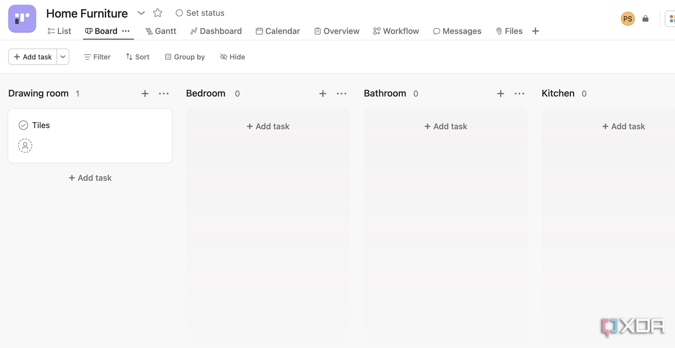 A new project in Asana