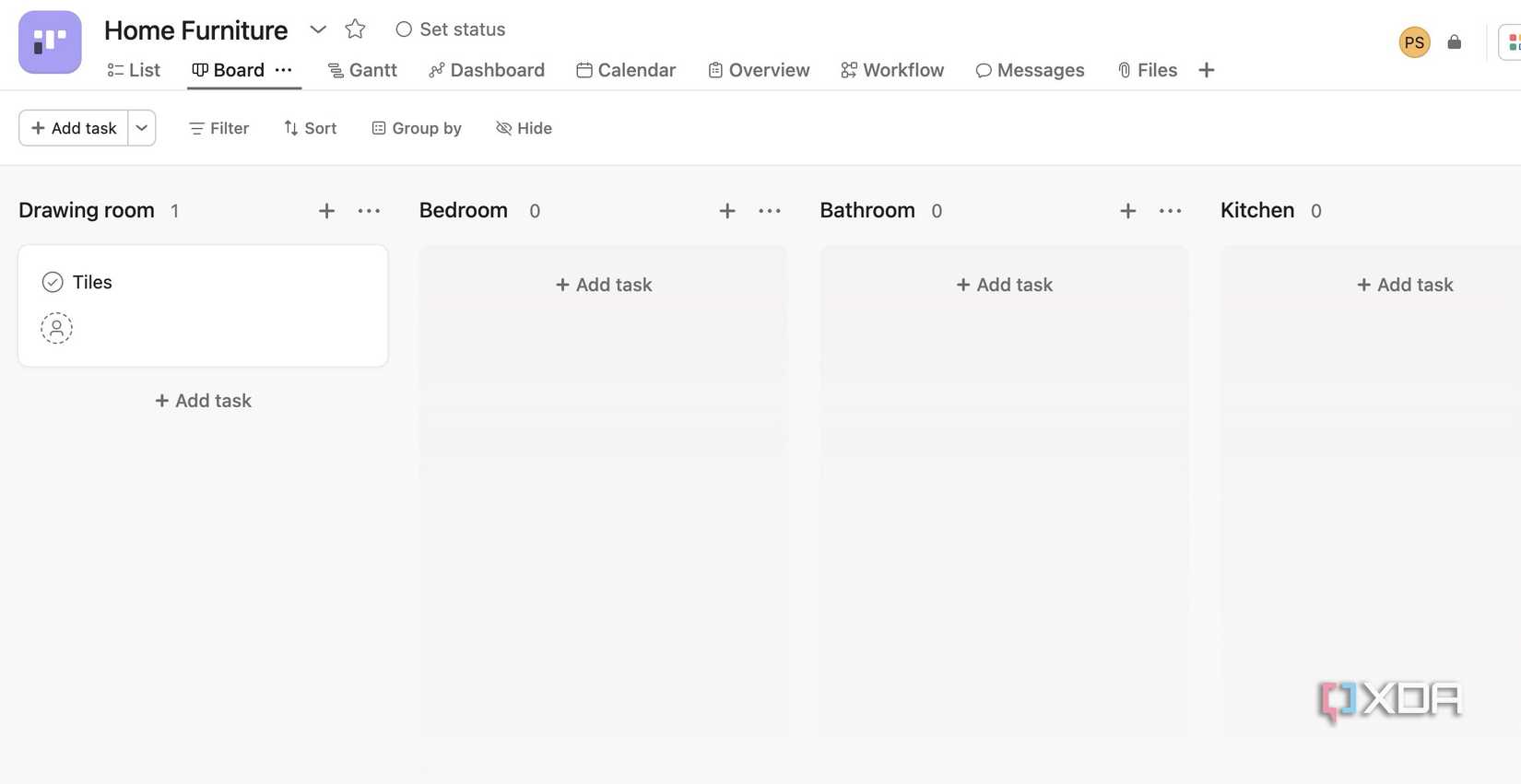A new project in Asana