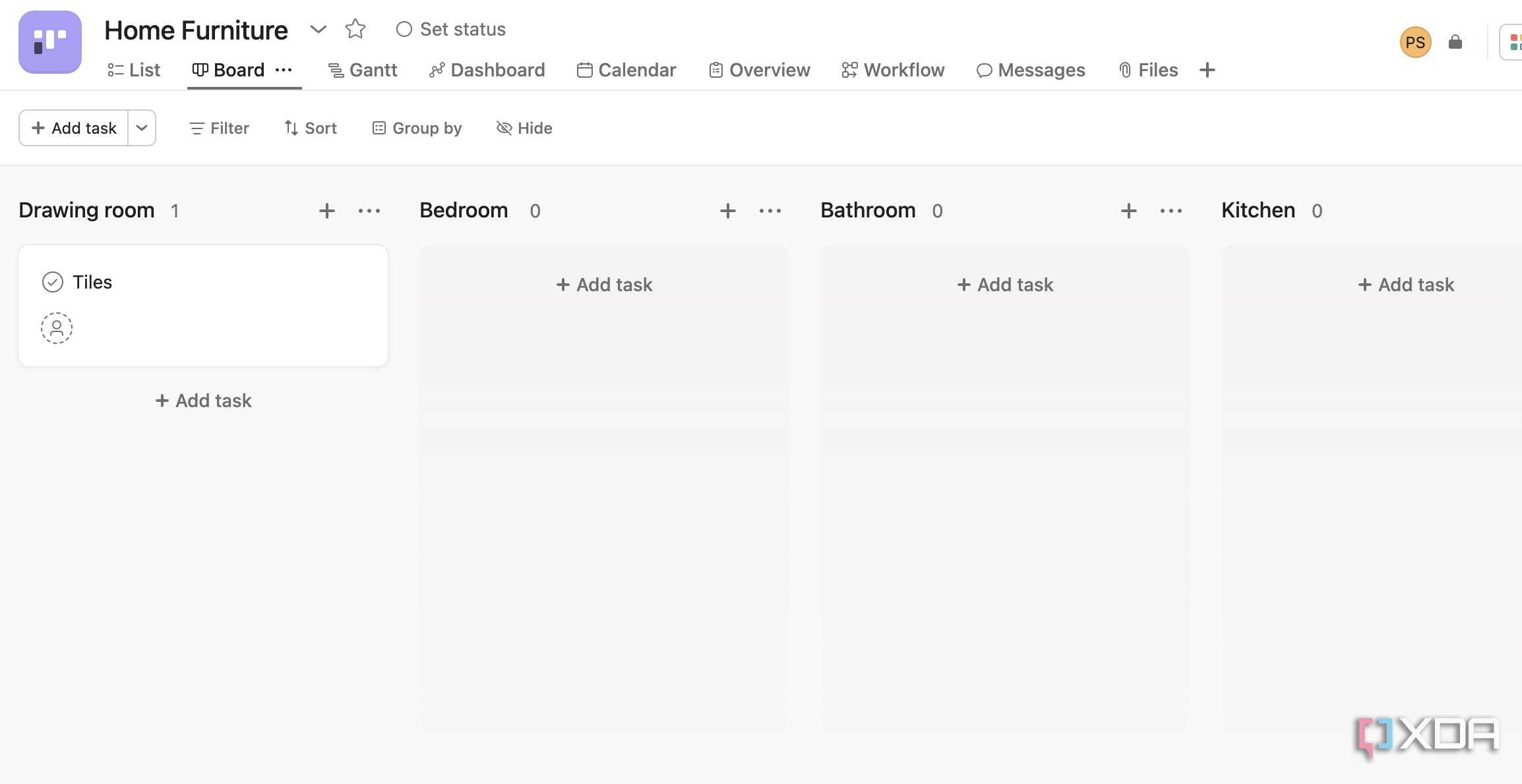 A new project in Asana