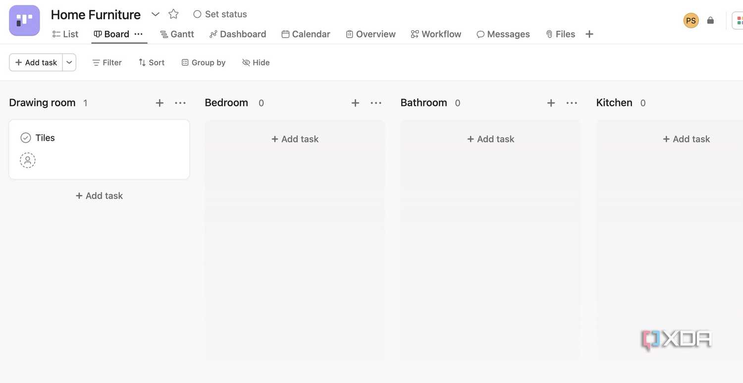 A new project in Asana