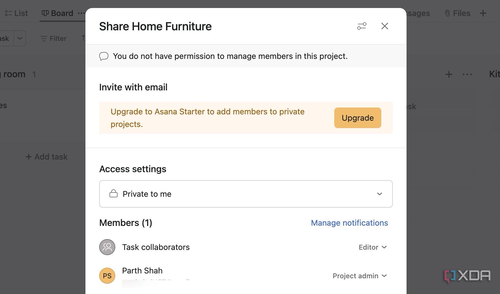 Share Asana project