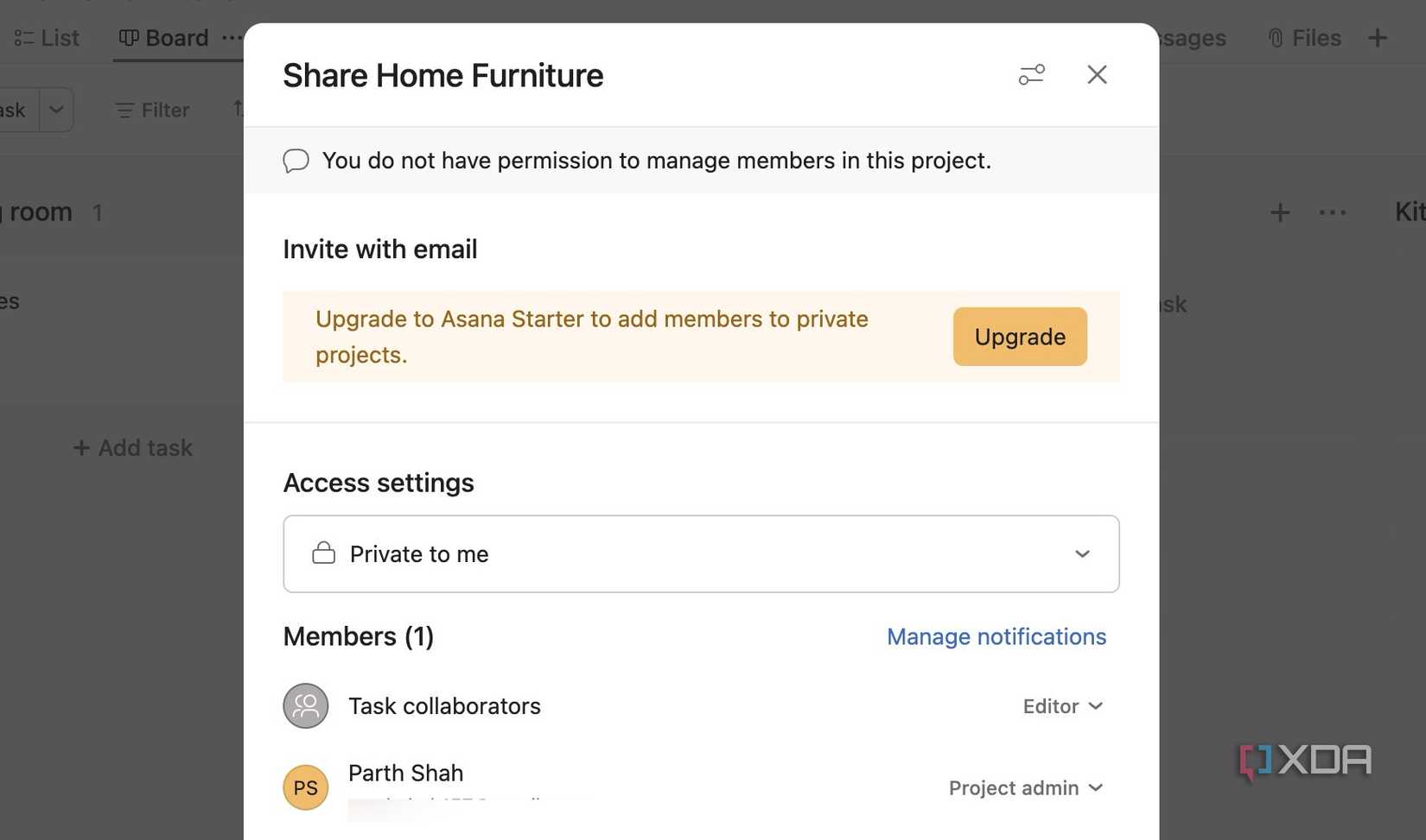 Share Asana project