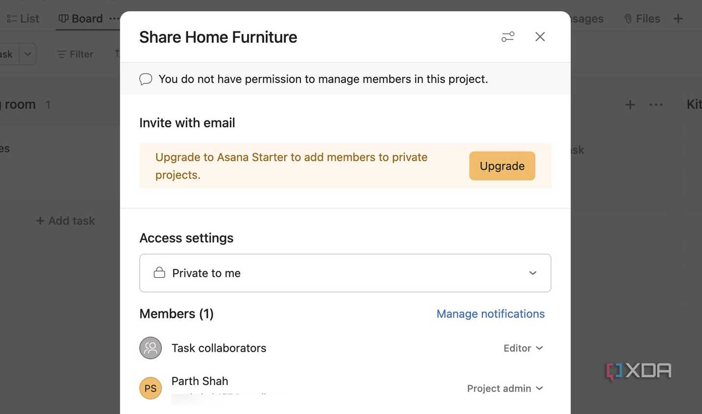 Share Asana project