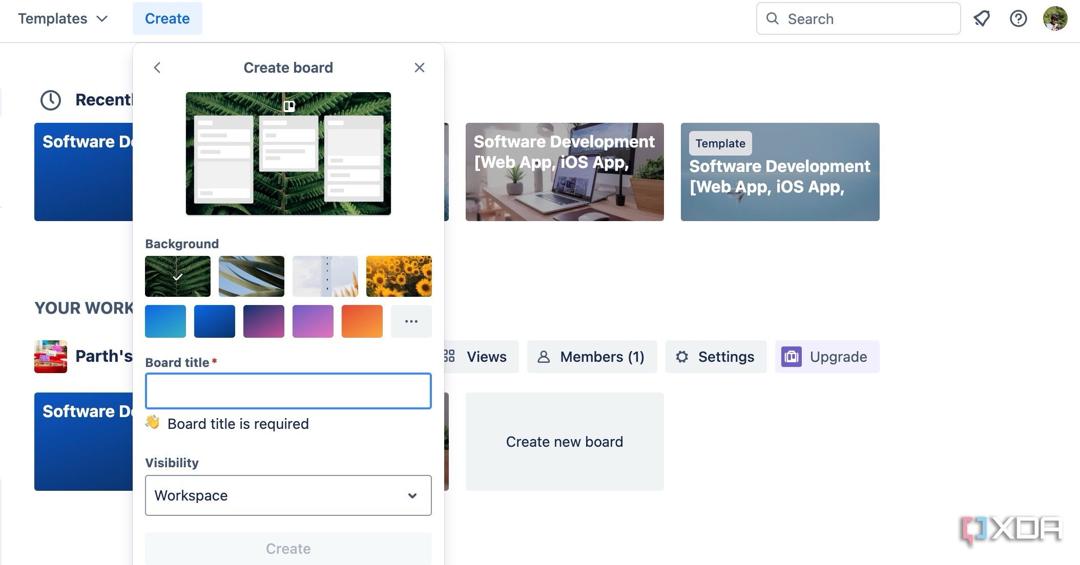 create a new board in Trello