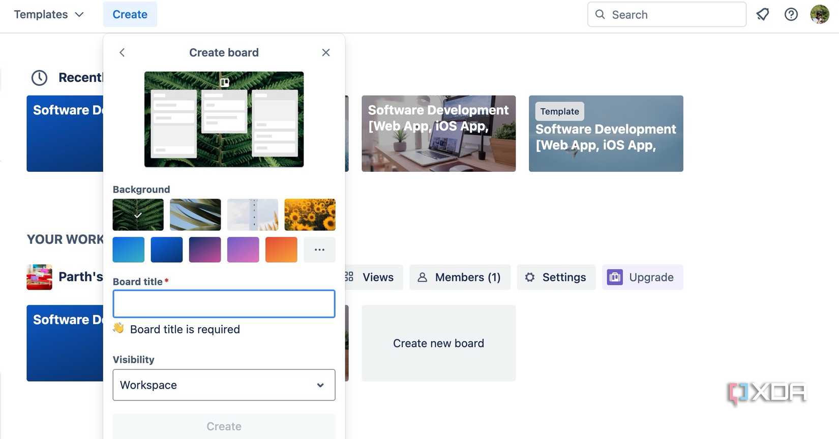 create a new board in Trello