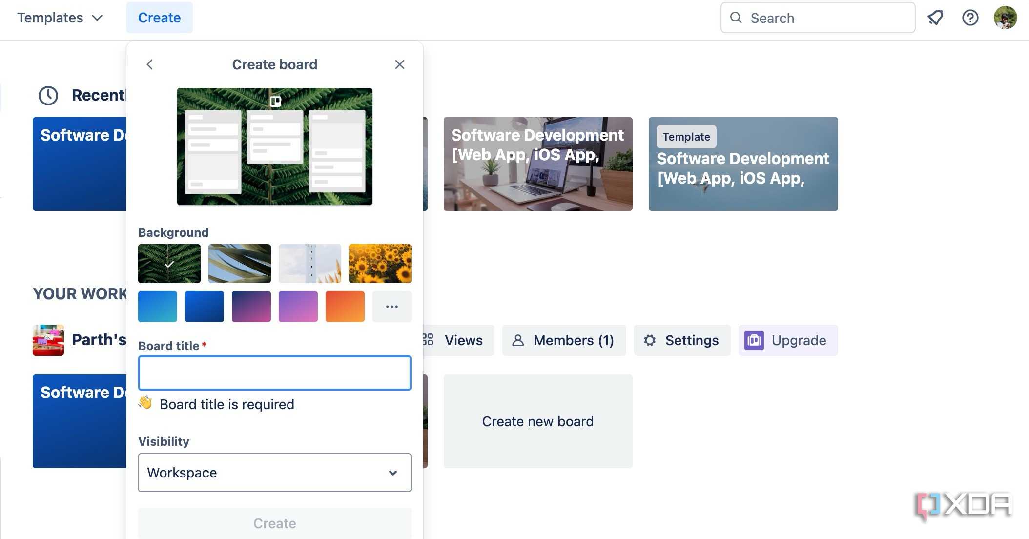 create a new board in Trello