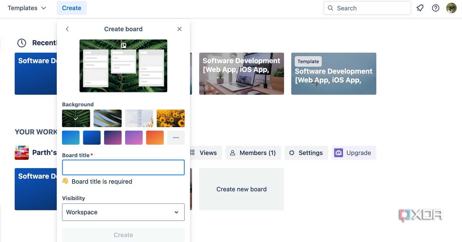 create a new board in Trello