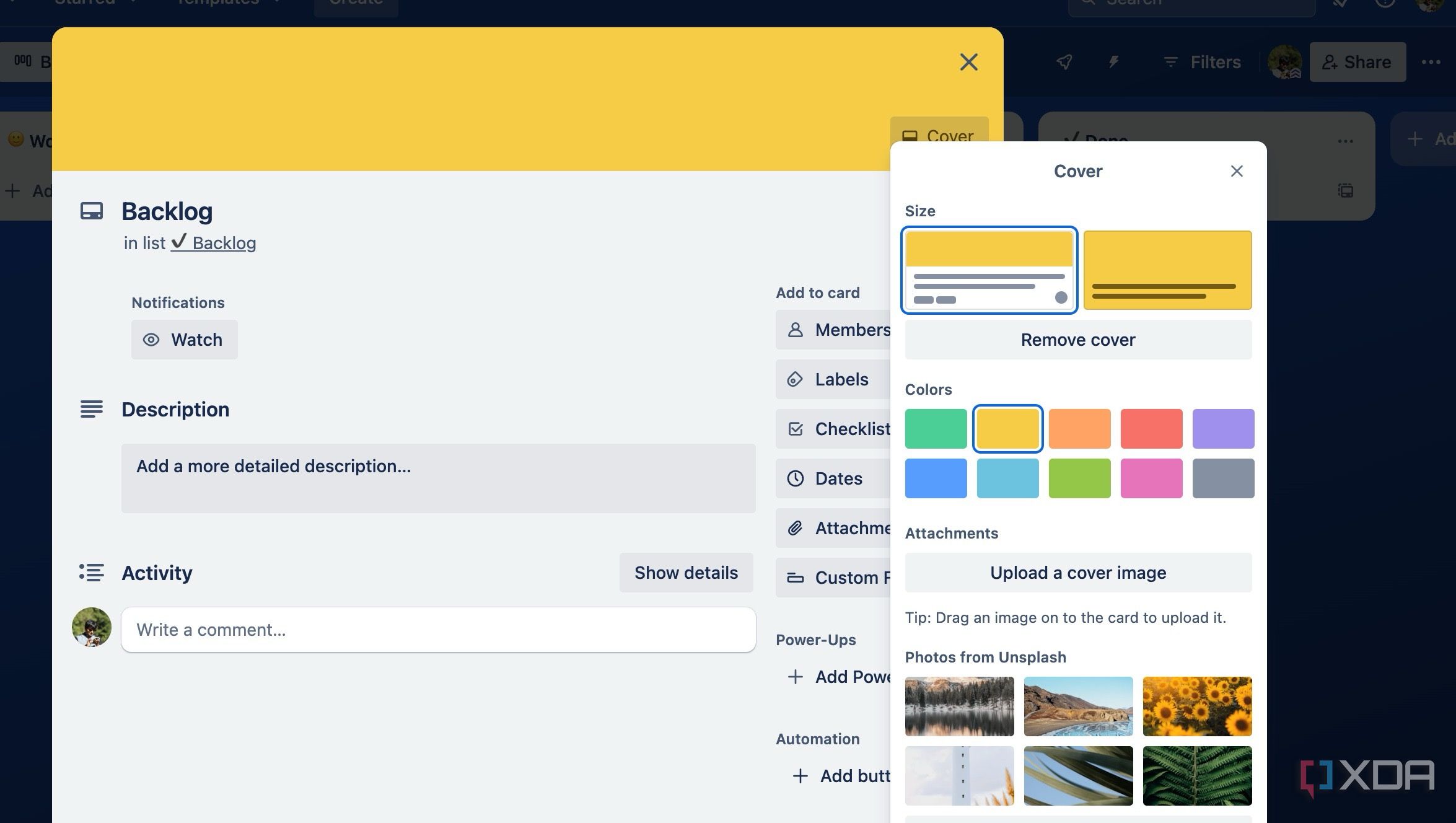 Trello card covers