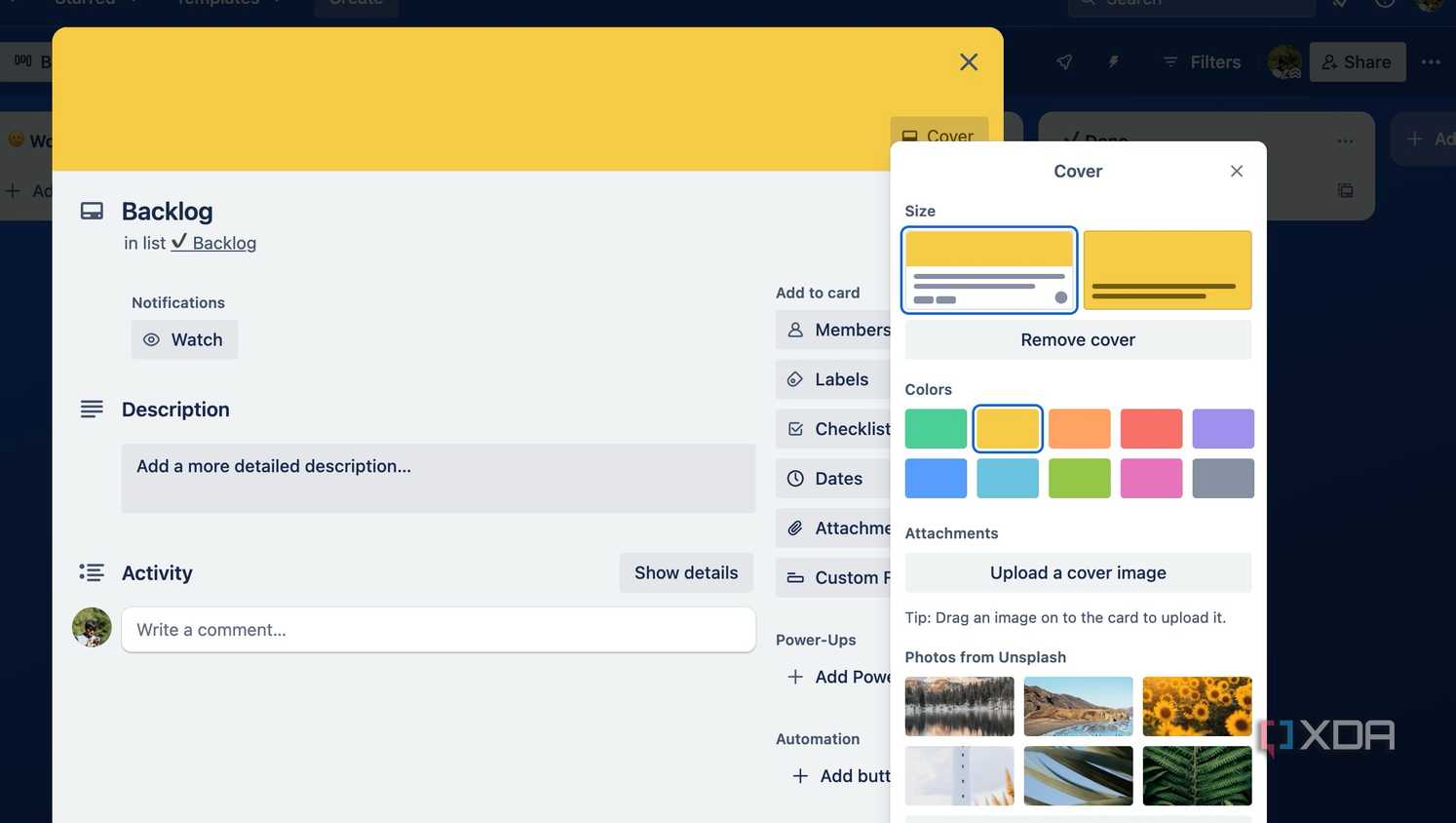 Trello card covers