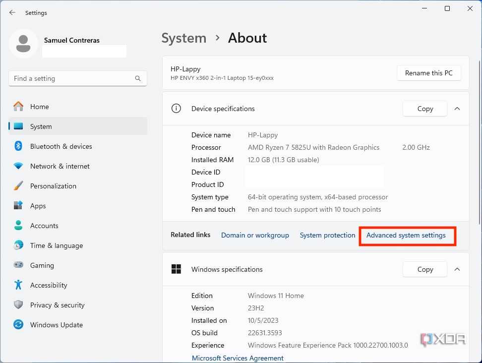 Virtual memory settings in Windows 11
