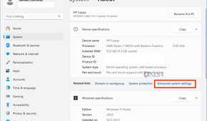Virtual memory settings in Windows 11