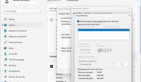 Virtual memory settings in Windows 11