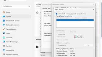 Virtual memory settings in Windows 11