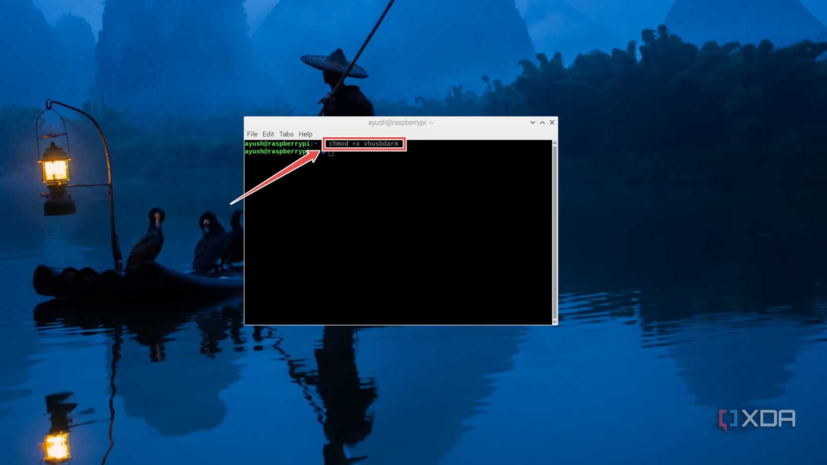 Editing the permissions of the vhusbdarm file