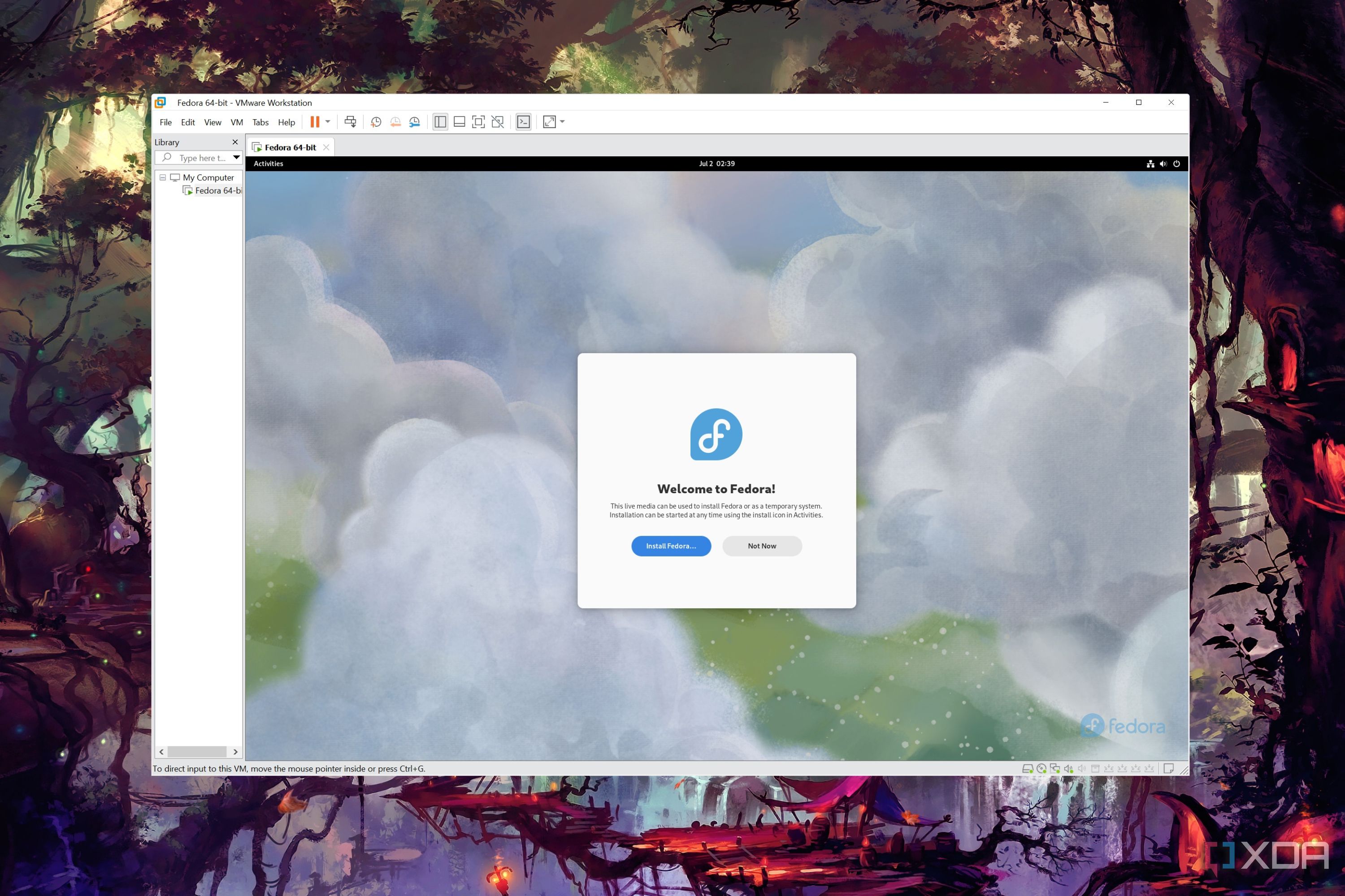VMware Workstation Pro running Fedora