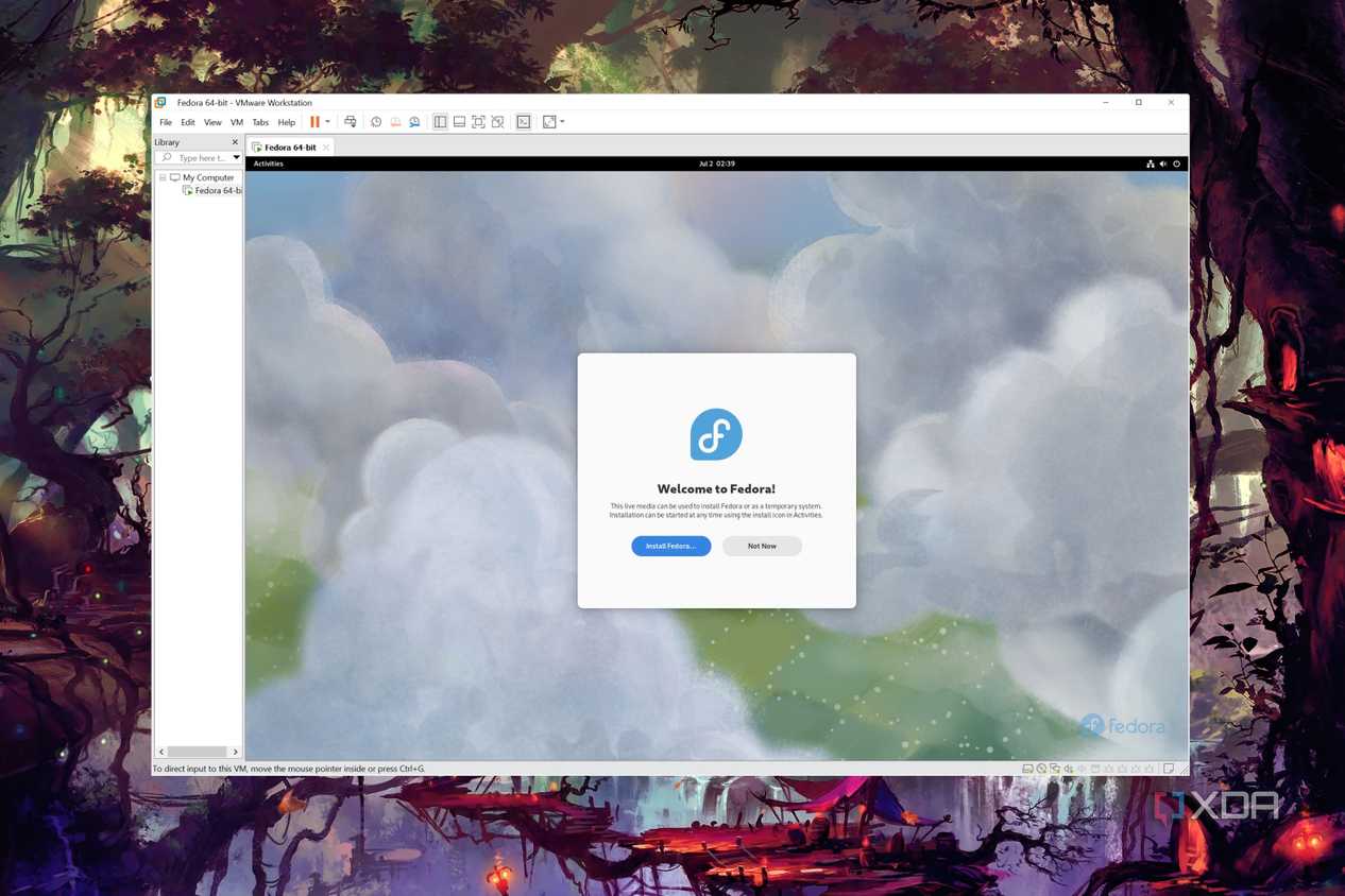 VMware Workstation Pro running Fedora