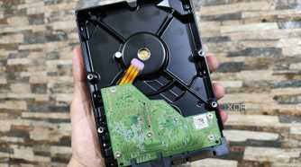 A person holding a WD Blue HDD