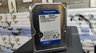 A WD Blue HDD resting on top of a PC