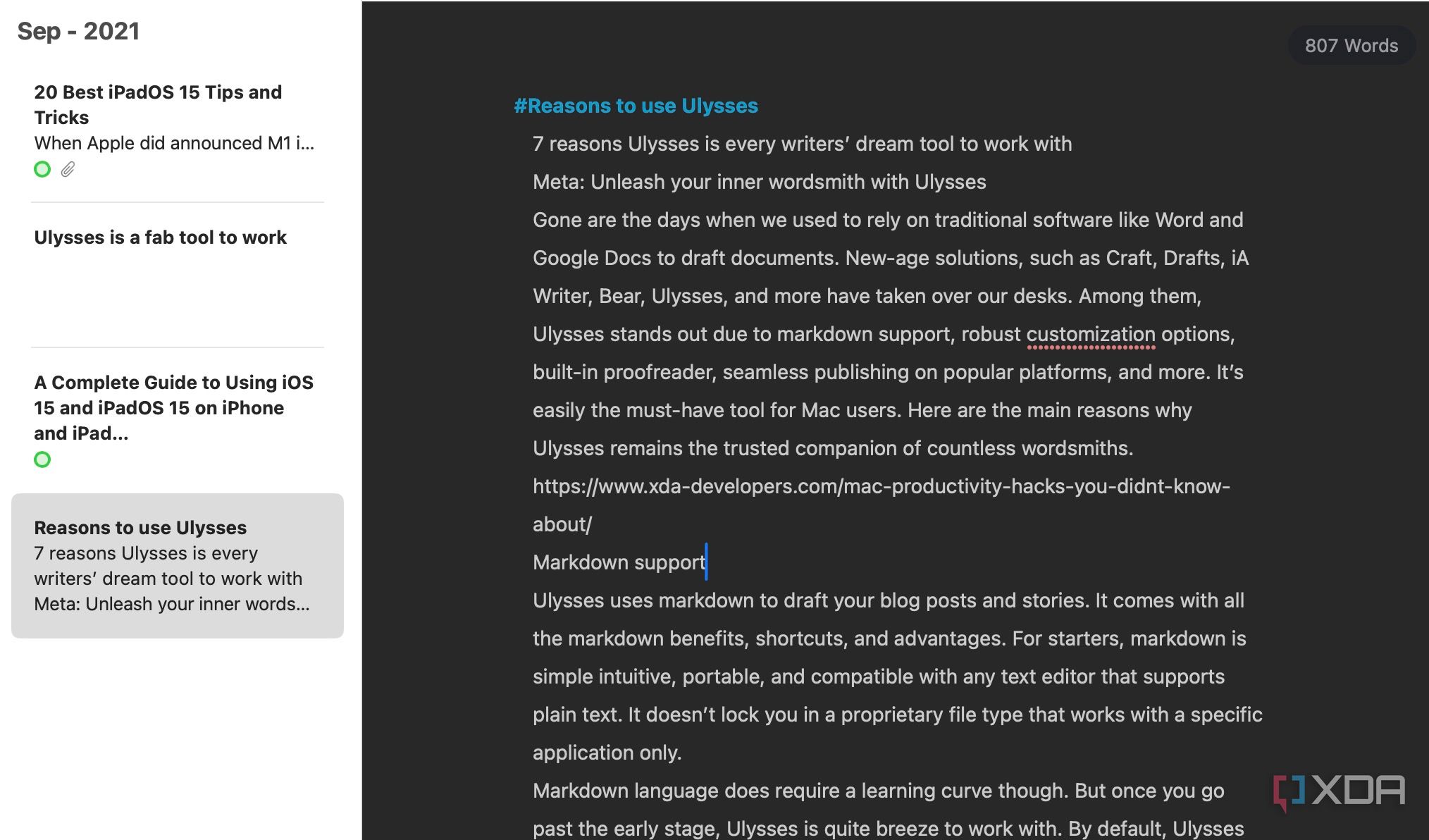 a new theme in Ulysses