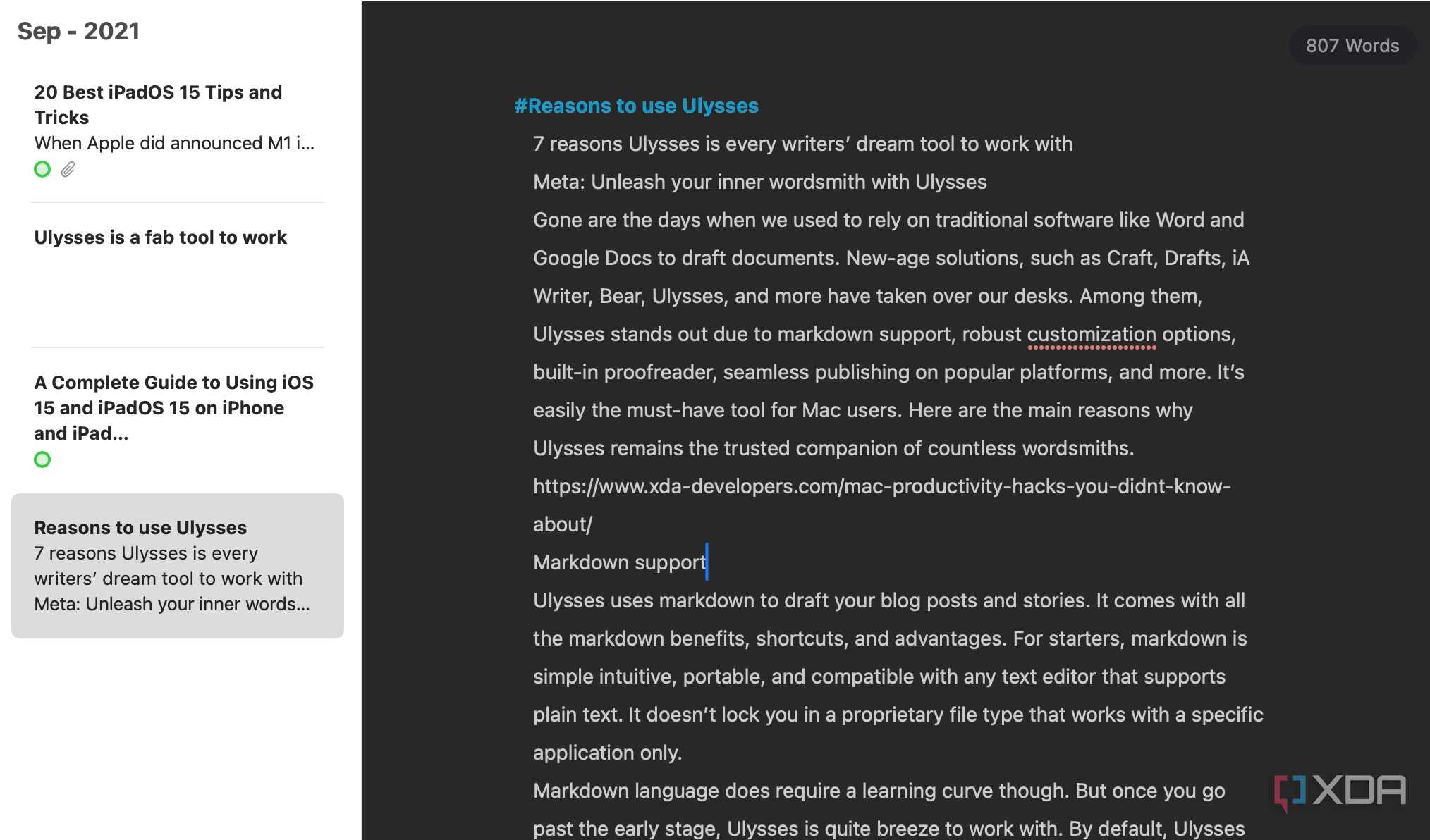 a new theme in Ulysses