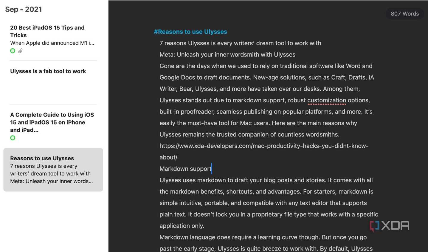 a new theme in Ulysses