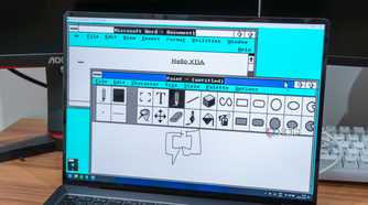 A Windows 11 laptop running Windows 2.0 in a virtual machine